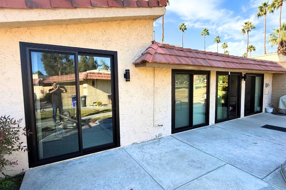 Designer Black Patio Door and Window Installation in Palm Springs, CA